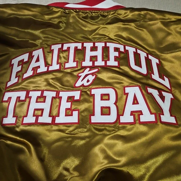 Mitchell and Ness Satin Gold San Francisco 49ers Heavyweight Jacket. XXL - Picture 10 of 16